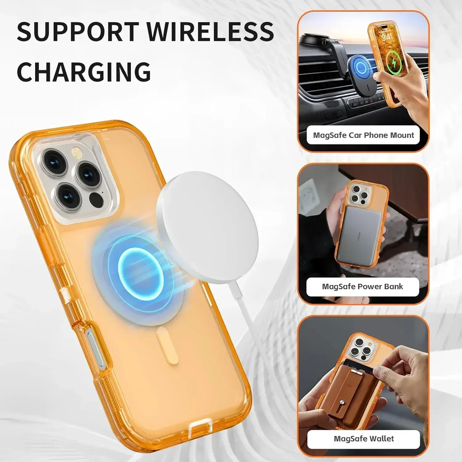 Robuste, magnetische, kabellose Ladehülle für iPhone 17e Air 16E 16 15 14 Plus 13 12 11 17 18 Pro Max, stoßfeste Abdeckung – Detail 8