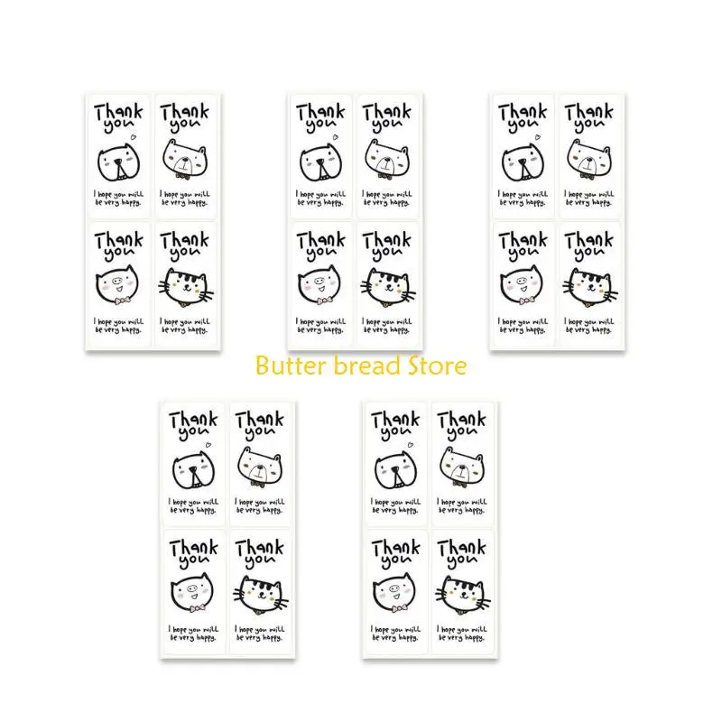 W89C 125Pcs Thank You Stickers Rectangular Wrapping Labels Self-adhesive Labels for Wedding Small Businesses, Online Retailer