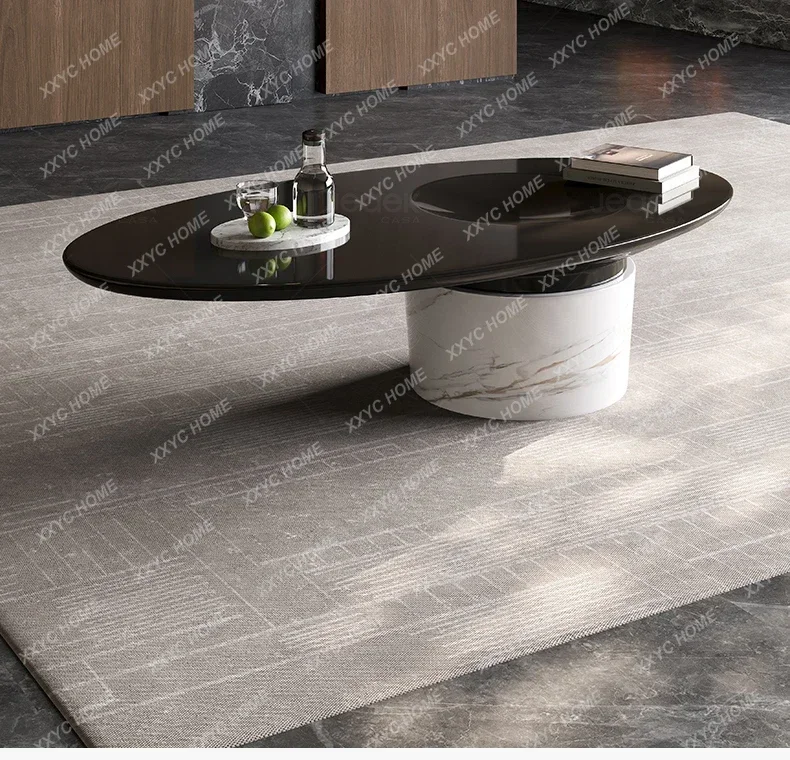 VHminimalist natural marble piano paint oval rectangular fiberglass coffee table