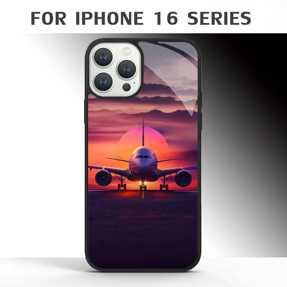 Travel Aircraft Airport Take Off Phone Case For IPhone 16 16pro 16plus 16promax Pro Plus Max Mirror Acrylic PC TPU Cover