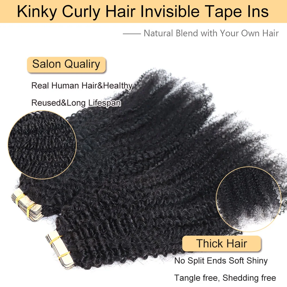 وصلات شعر بشري مجعد كينكي للنساء ذوات البشرة السمراء ، شعر برازيلي بكر ، كميات غير مرئية ، لون طبيعي ، إنز ، 20 ، لكل عبوة