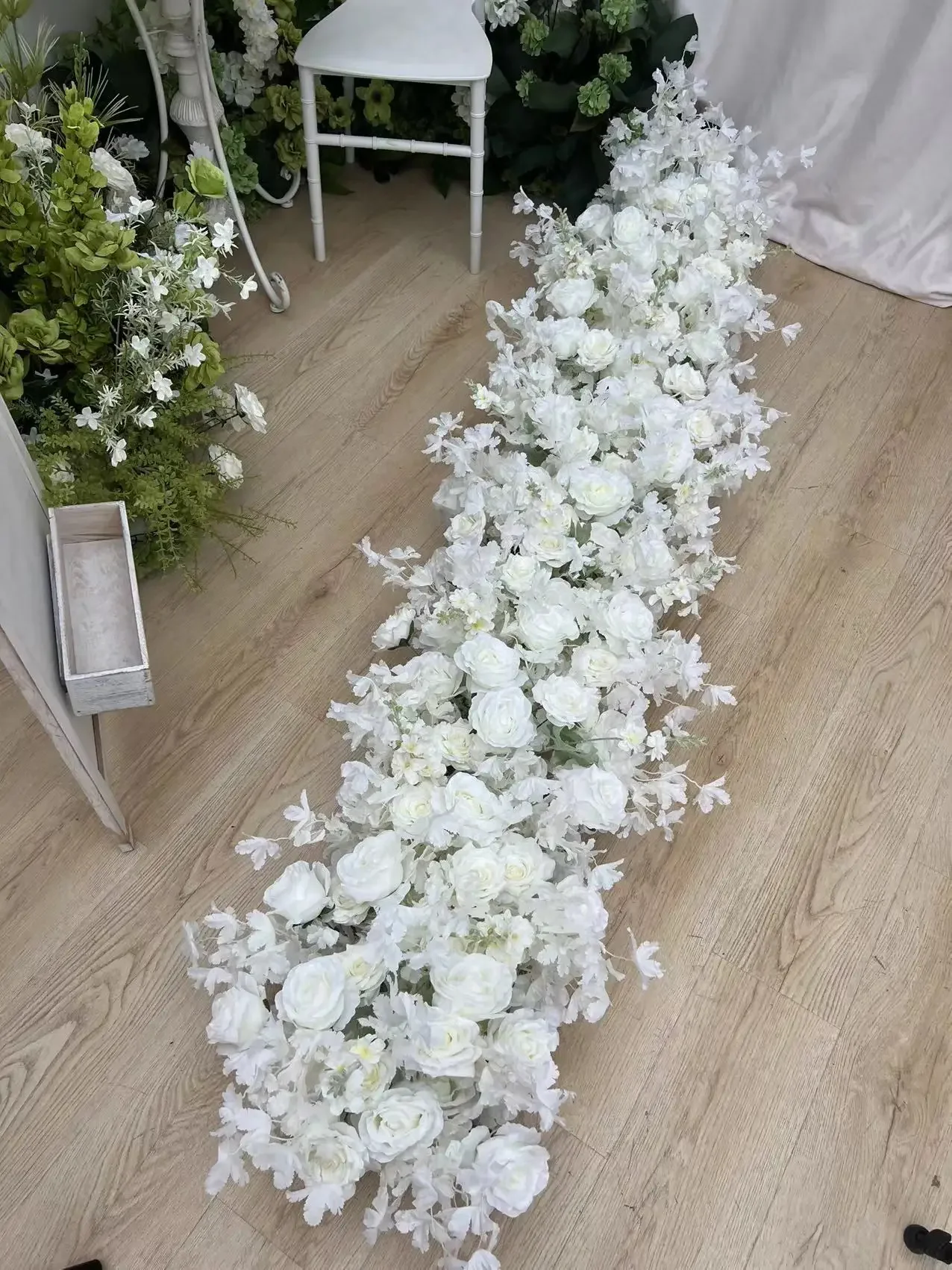 Artificial Flower Wedding Props Photo Background Decoration Long Runner Flower Row Floral Wall Backdrop Garland Home Party Decor