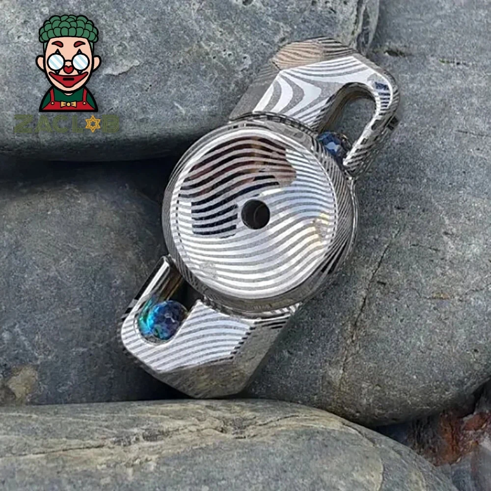 Zaclab EDC 2026 Гуанчжоу HARD CORE EDC Expo Дамасский толстый фиджет-спиннер-лопатка, фиджет-игрушки для взрослых, гаджеты для снятия тревоги
