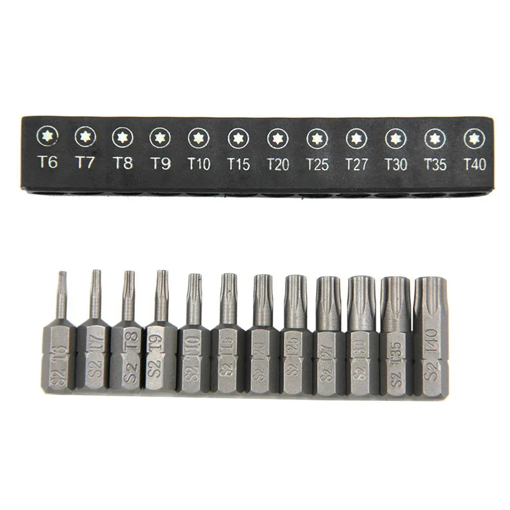 L-type Ratchet Wrench T6-T40 Magnetic Security Torx Bits Set With Right Angle Screwdriver Handle Quick Socket Wrench Hand Tools