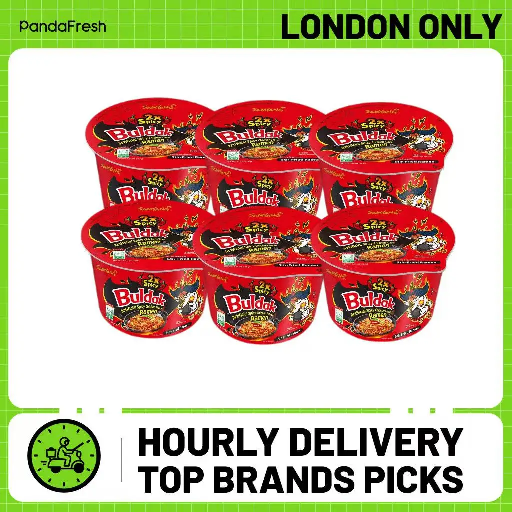 Samyang, fideos dobles picantes de pavo (sequillo), paquete de 6, 105 g por cubo