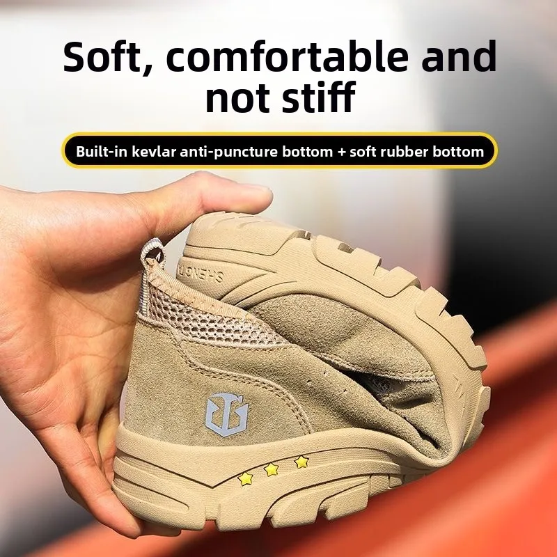 남성용 안전 신발 펑크 방지 작업 운동화 강철 발가락 운동화 통기성 경량 남성용 작업 신발 내마모성