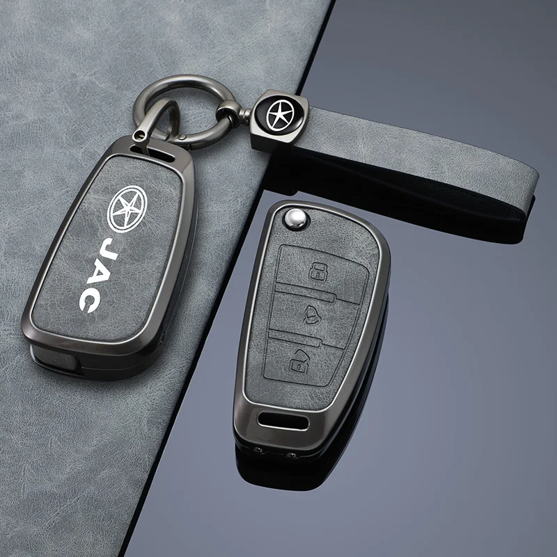 

Leather Car Folding Key Case Cover For JAC A13 A13RS Refine M3 V7 T6 Pickup For JAC fritson t8 Protector Keychain Accessories