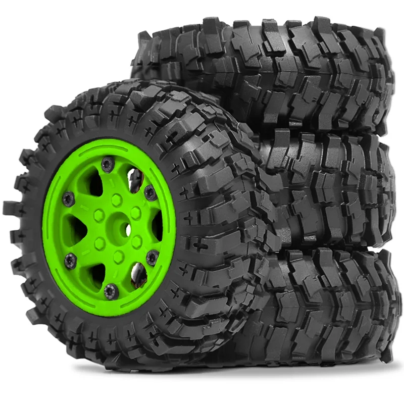 SR-4Pcs 88mm 1.9인치 비드락 휠 림 및 소프트 고무 타이어 세트 (1/10 RC 크롤러 자동차 Axial SCX10 Pro Capra Traxxas TRX4 용)