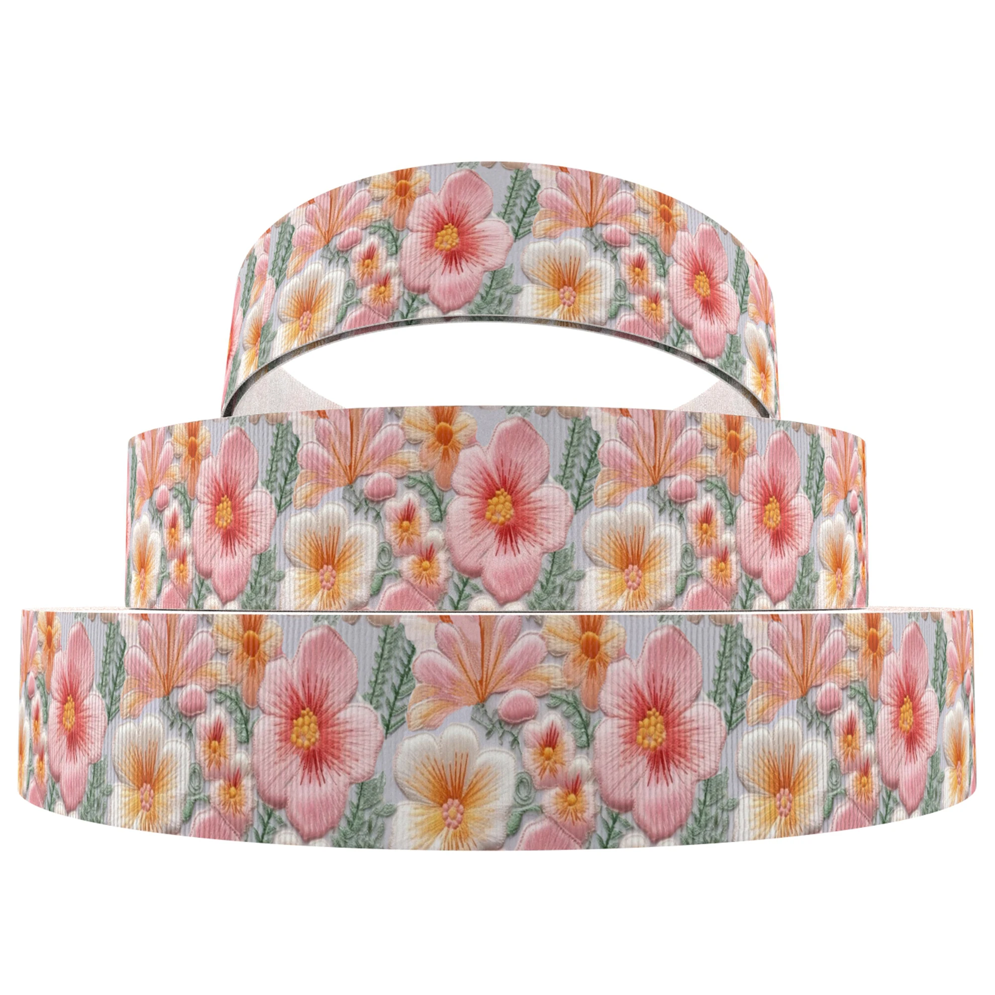 5Y imitazione ricamo fiore stampato nastro in Grosgrain 25mm/38mm/75mm avvolgimento fiocco per capelli fare imballaggio decorazione di nozze fai da