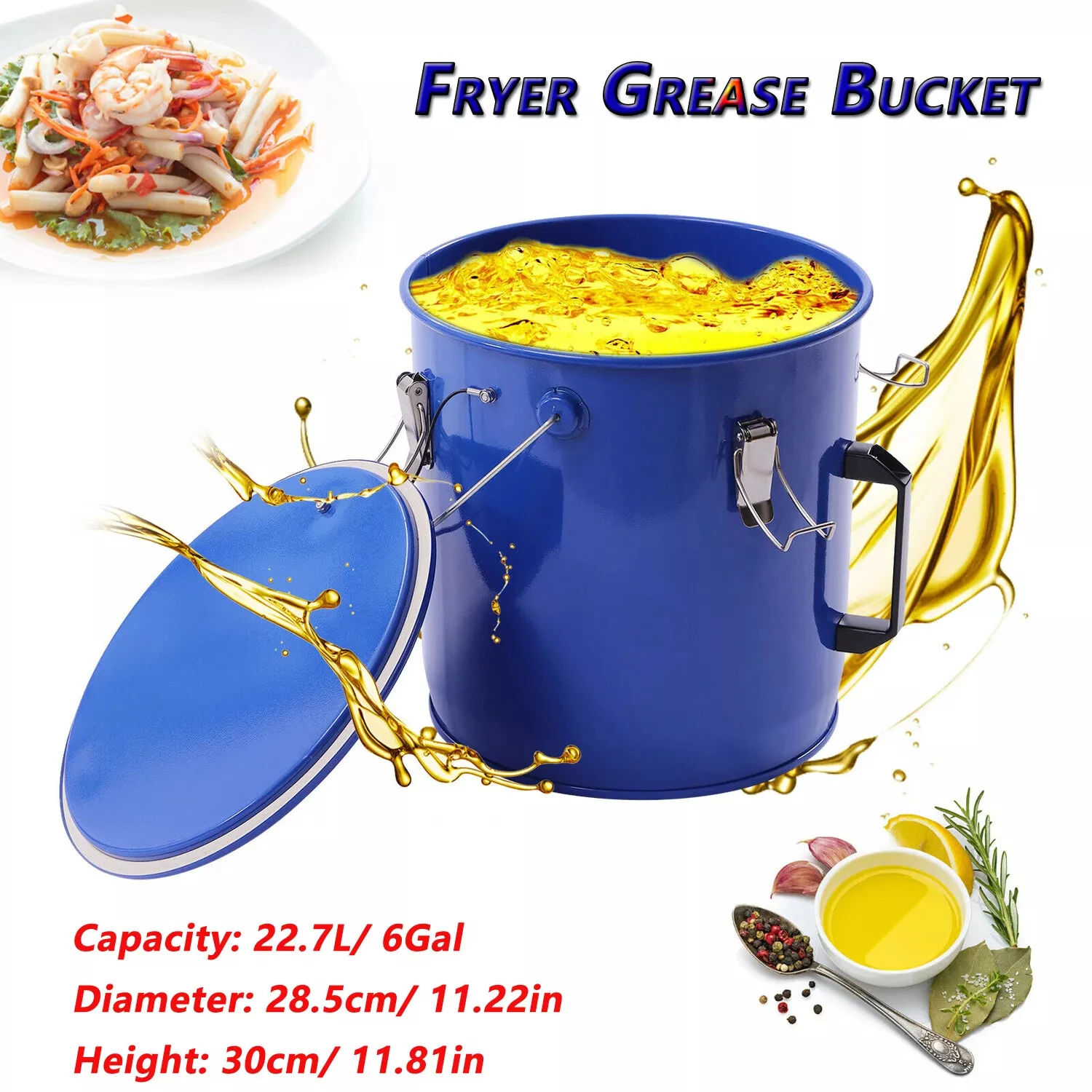 

Fryer Oil Disposal Bucket – Grease Caddy for Hot Cooking Oil Filtering