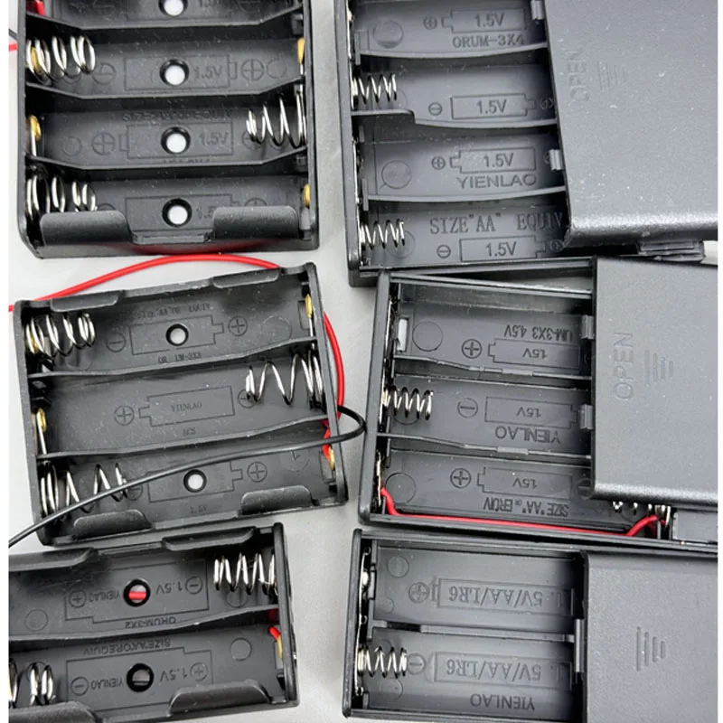 3pcs 1/2/3/4 Slot AA Battery Holder With 2pin Wire 1.5V 3V 4.5V 6V AA Battery Storage Box