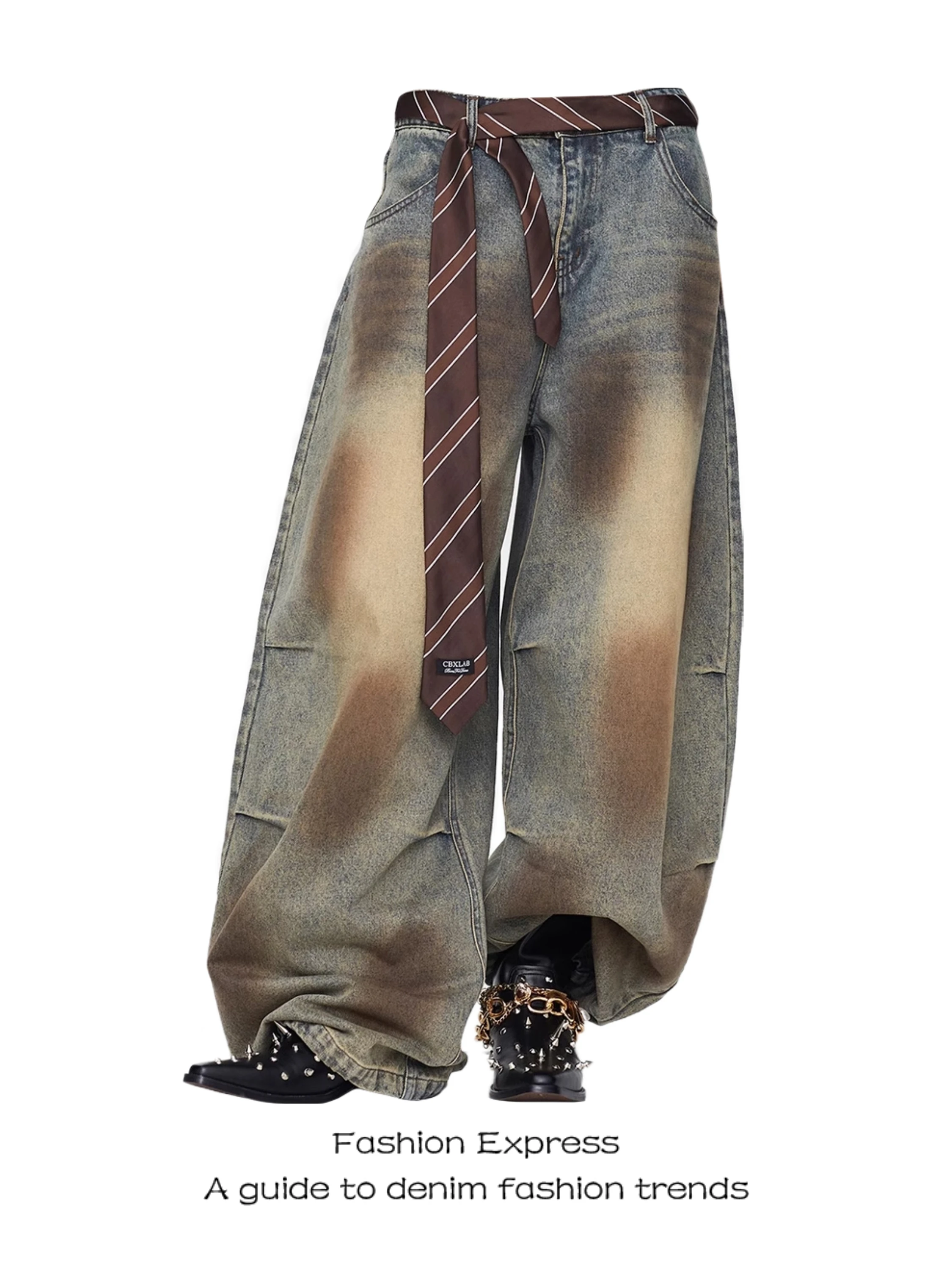 

Винтажные джинсы с высокой талией и широкими штанинами для женщин, для уличных танцев, хип-хопа, повседневные, с эффектом потертости, в американском стиле, модные.