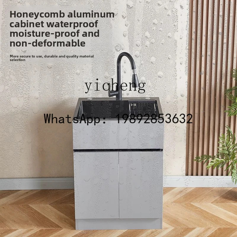 LYY Sink Cabinet Balcony Laundry Desk Dishwashing Sink Kitchen Hand Washing Small Apartment