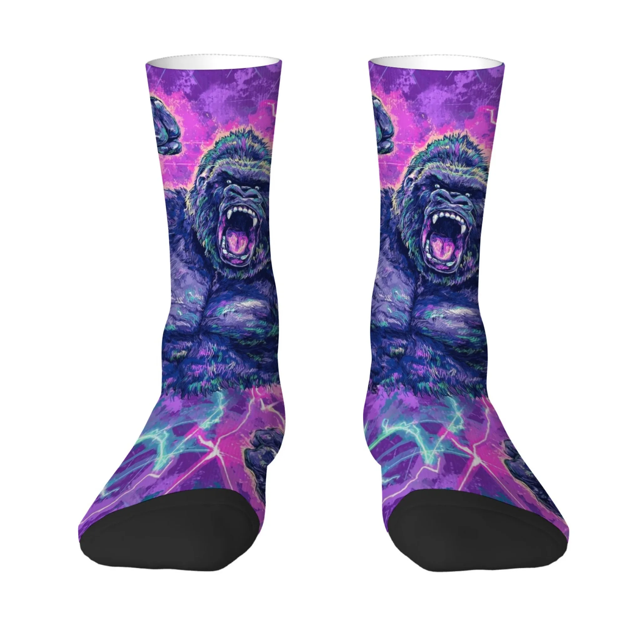 

Purple Gorilla Print Men's Socks Skin-friendly and Comfortable Stylish Socks Funny Street Hiphop Outdoor Cycling Sports Socks