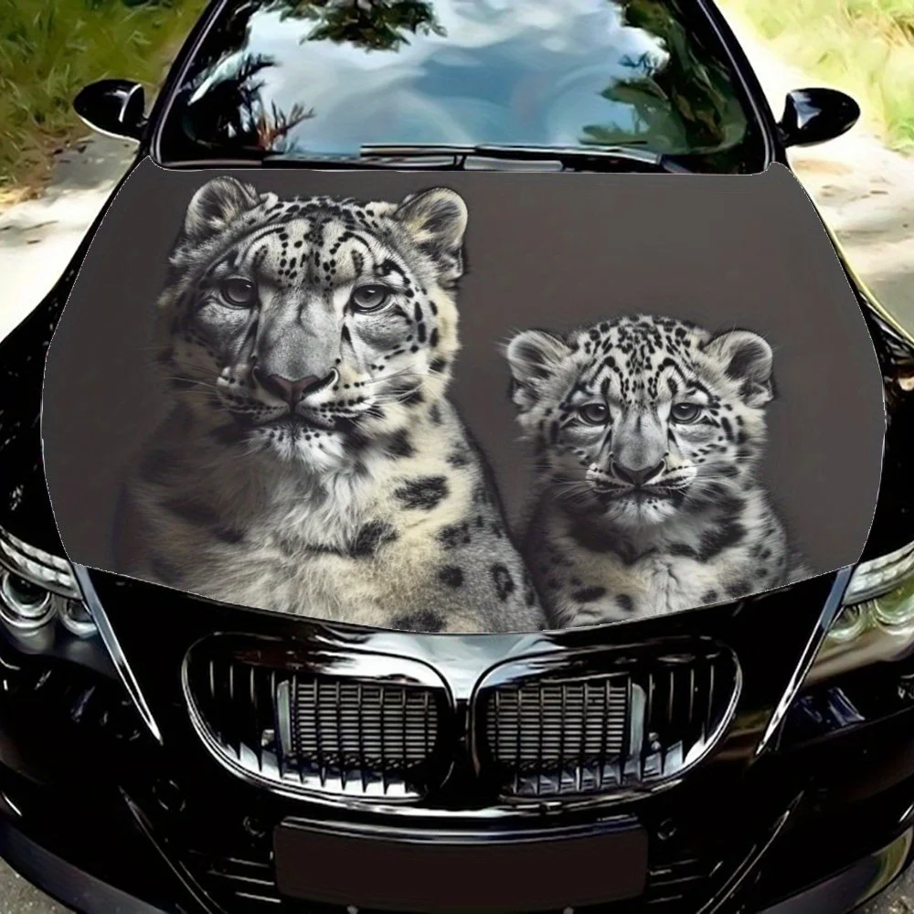 

Dumb white leopard animal car vinyl wraps, vinyl material, car hood packaging decals to light up your car