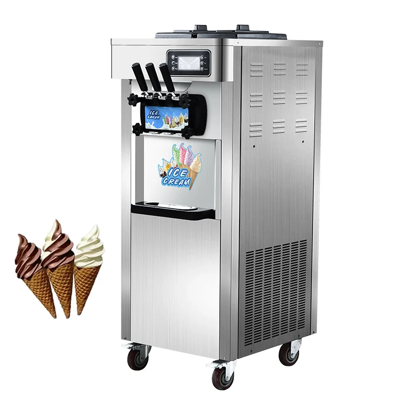 

25-28L/H Automatic Commercial 3 Flavors Soft Ice Cream Maker Machine