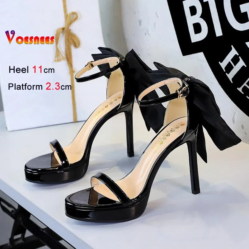 

Fashion Super High Heels Women Sandals Thick Soled Big Bowknot Decoration Open Toe Sandals Summer Sexy Party Lady Shoes Sandals