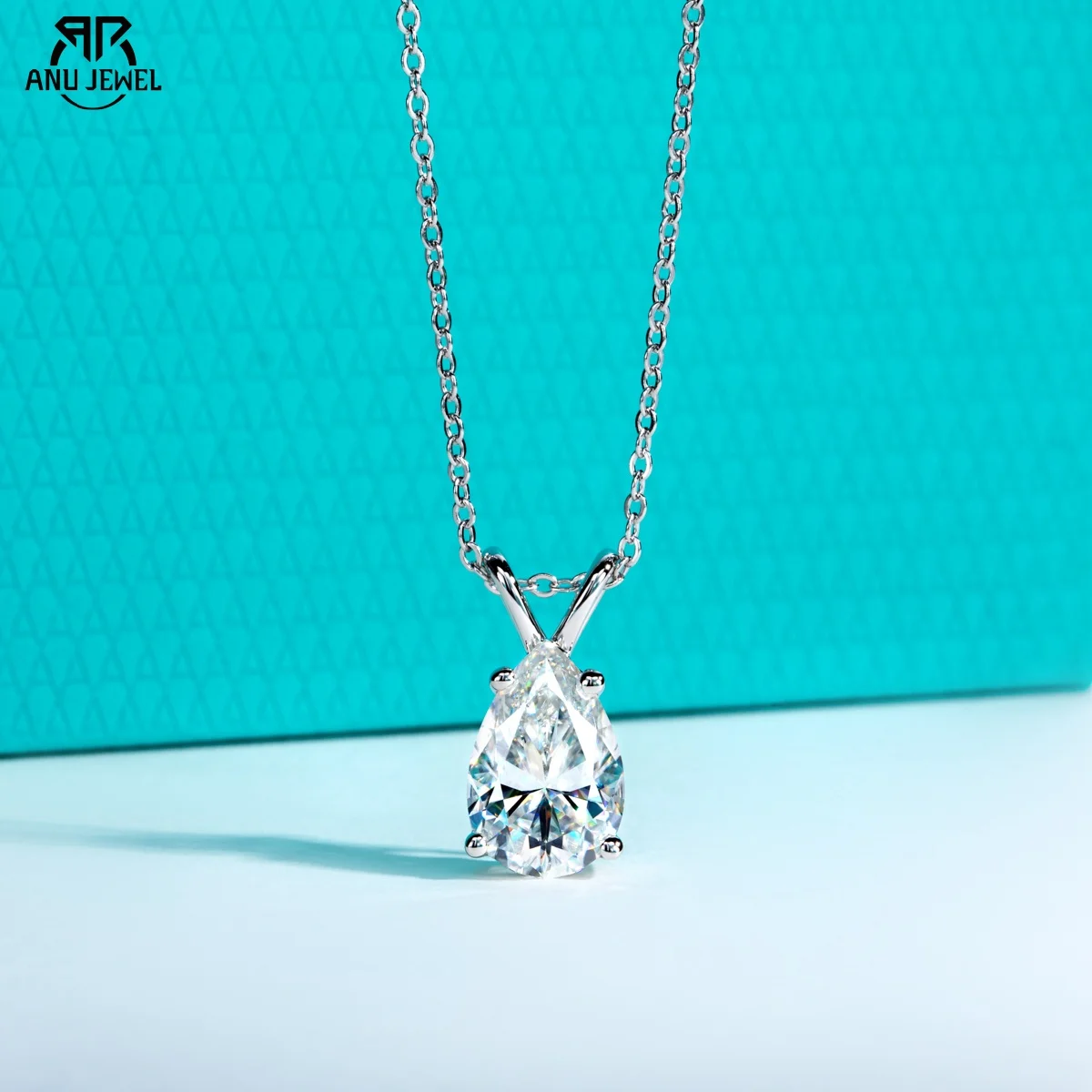 

AnuJewel 2ct/3ct/4ct/5ct D Color Pear Cut Moissanite Pendant Necklace 925 Sterling Silver Valentine's Day Gifts for Women