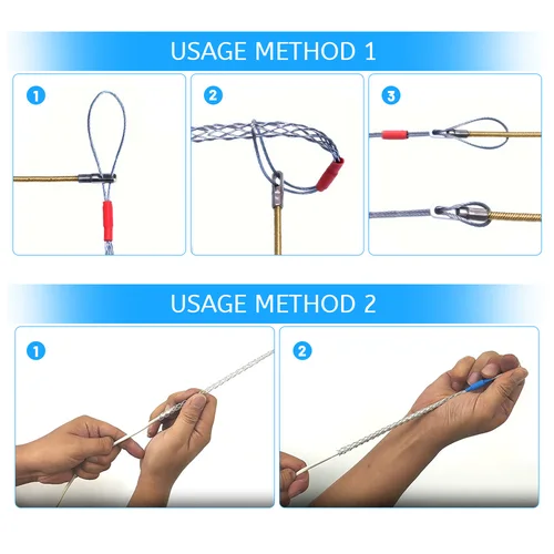 Imagen 2 del producto Extractor de cables de 6 colores, agarre de Cable galvanizado, calcetines de tracción de Cable de Metal, extractor de malla, conducto de tubería antideslizante, cubierta de red de tracción de 4-25mm
