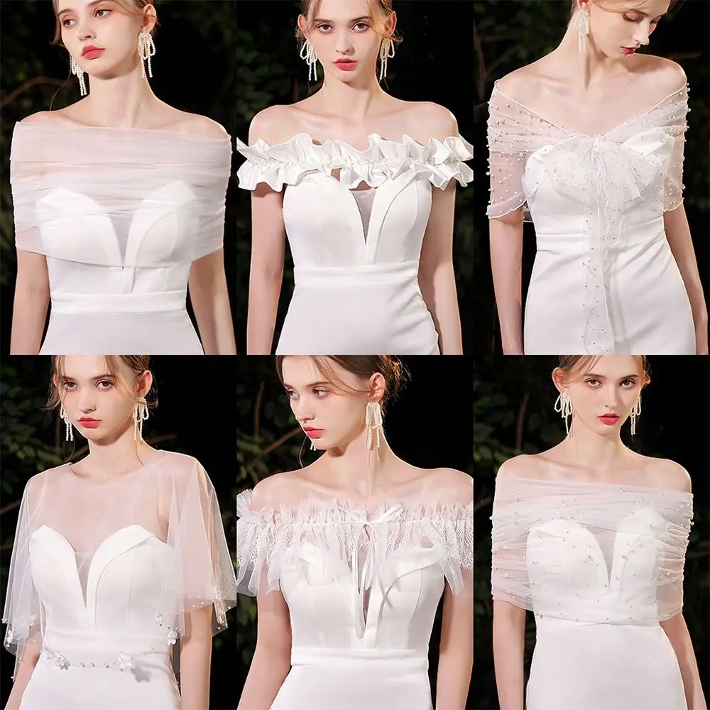 Fashion Lace Bride Wedding Dress Shawl Soft Dress Decor Wedding Cover Up Party Jacket Wraps Short Shawl For Women Dress