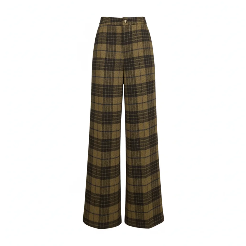 

Yeezzi женские винтажные клетчатые брюки, новинка 2025, весна-осень, широкие брюки с высокой талией, полная длина, формальные элегантные брюки, низ
