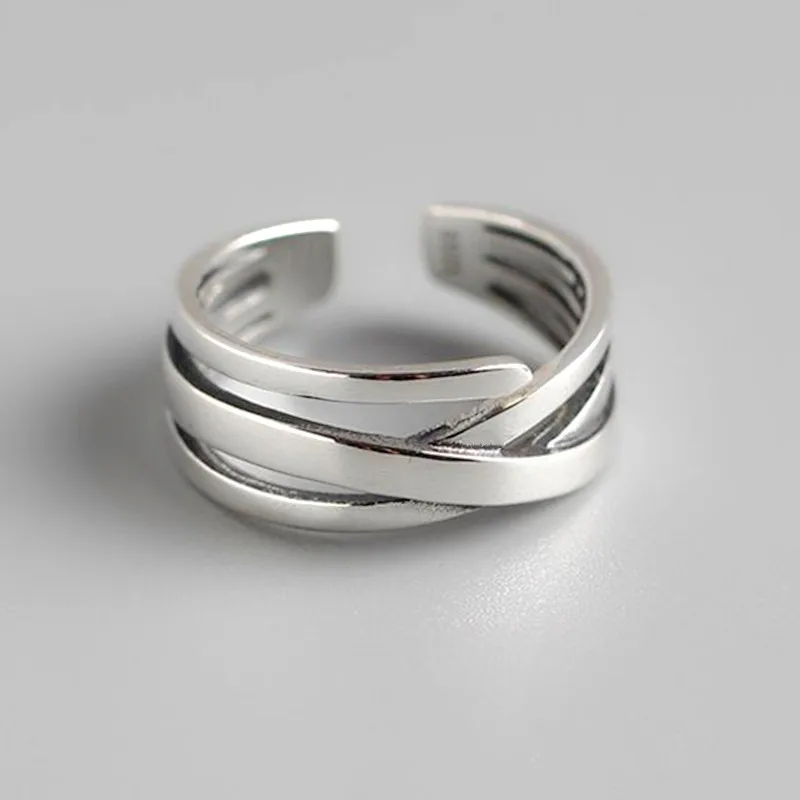 

Новый корейский стиль, нерегулярные ретро-тайские серебряные многослойные ювелирные изделия из стерлингового серебра 925 пробы, индивидуальные открывающиеся кольца TYB482