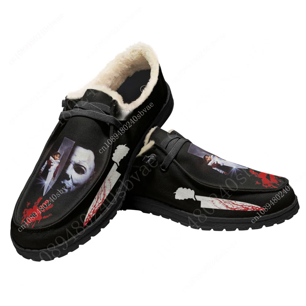 Horror Halloween Plush Flat Shoes Michael Myers Breathable Outdoor Sneakers Lightweight Shoes Custom Shoes Footwear Custom Shoe