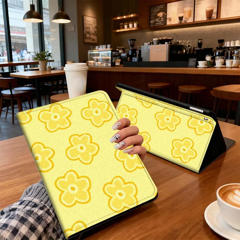 

Cartoon Flower Doodle Pattern For iPad Pro 7 8 9 Gen 2 11 13 5th 6th 10th 11th M5 M4 12.9 10.9 10.2 Inch 2024 2025 Tablet Case