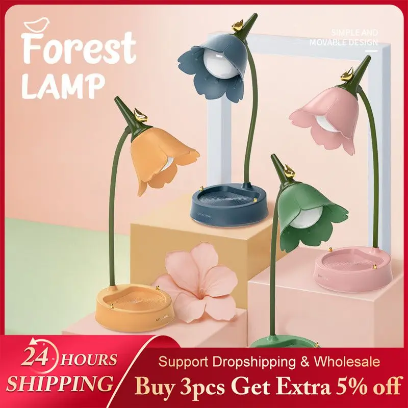 

Flower Led Table Lamp Desk Lamp Student Bedroom Room Lighting Touch Reading Lamp Eye Protection Multi-function Lamp Table Light