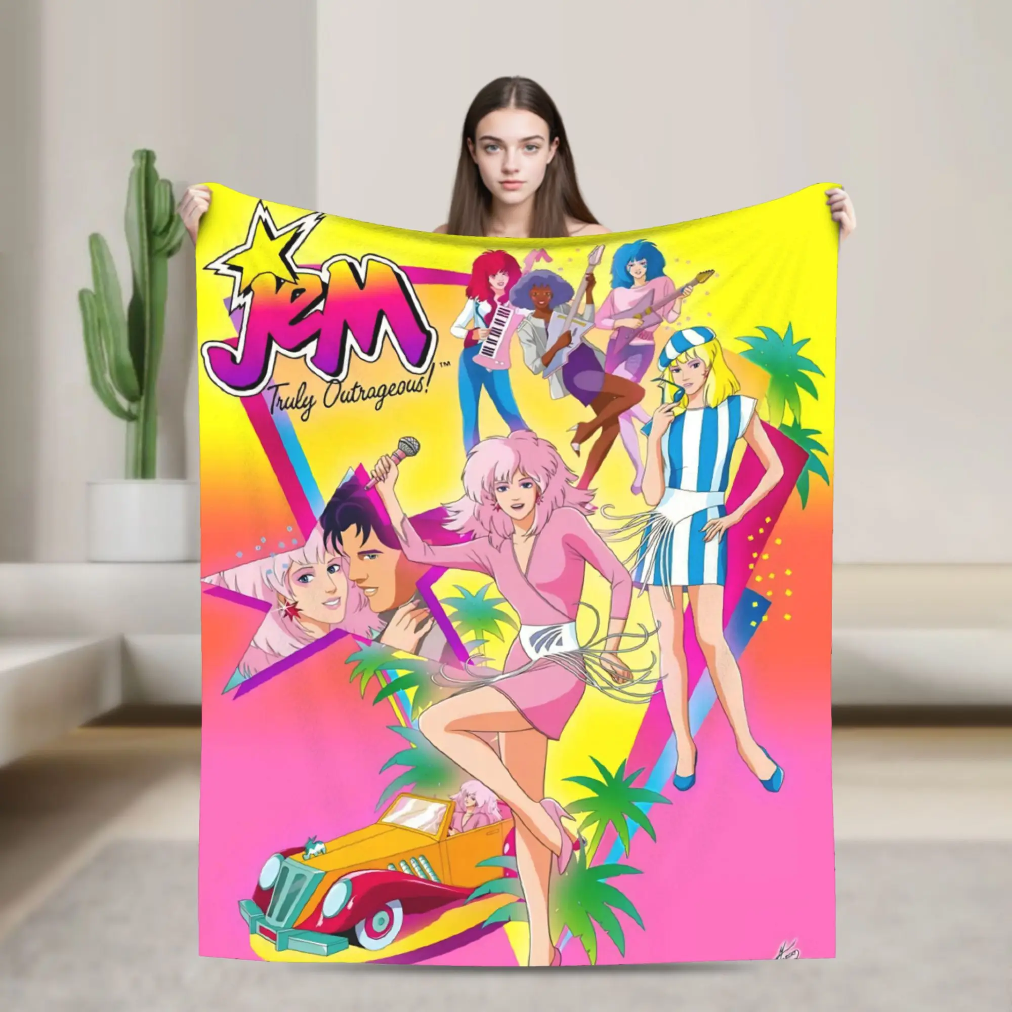 Jem And The Holograms Gift Blanket For Men Women Cozy Soft  Throw Blankets for Bed 50x60 Inches Multiple Sizes