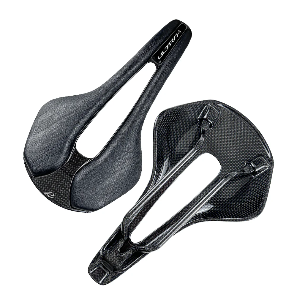 

25 BALUGOE Carbon Fiber Glossy Pattern Bottom Shell Road Bike Saddle Vacuum Leather Ultra Light 7 * 9MM Riding Accessories ﻿