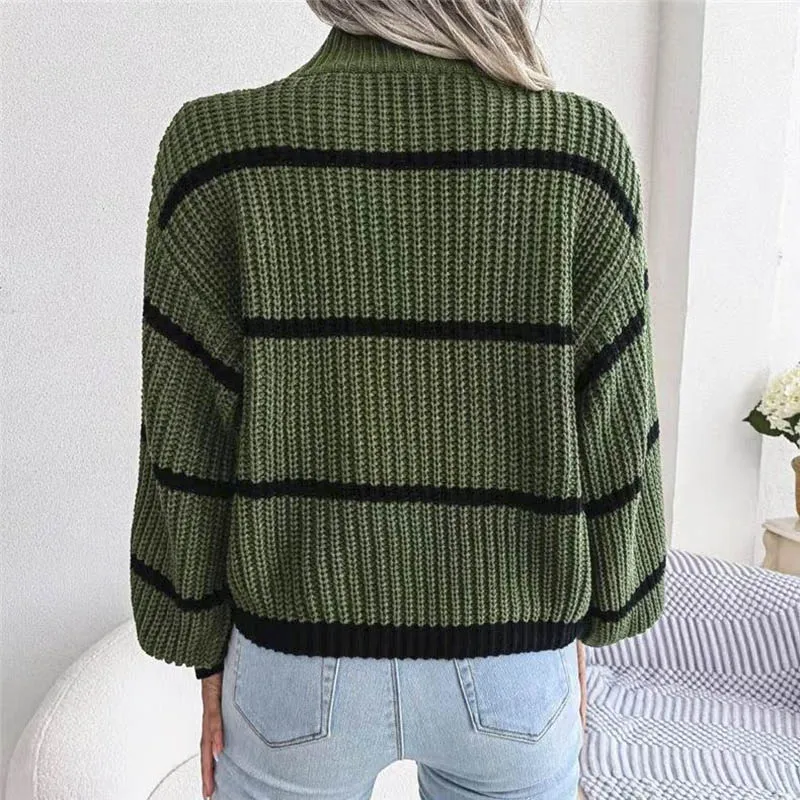 Y2K Fashion Women Sweaters 2023 Autumn Winter New Solid Color Long Sleeved Sweater Loose High Neck Warm Pullover Knitwears Tops