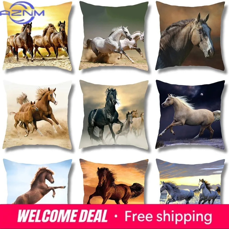 45x45cm Printed Cushion Cover Horse Home Decoration Pillowcase Car Sofa