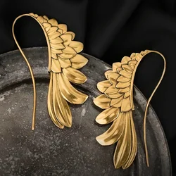 1Pair Vintage Feather Charm Dangle Earrings for Men Women Angel Wings Pendant Earrings DIY Jewelry Accessories Gift Cool Thing