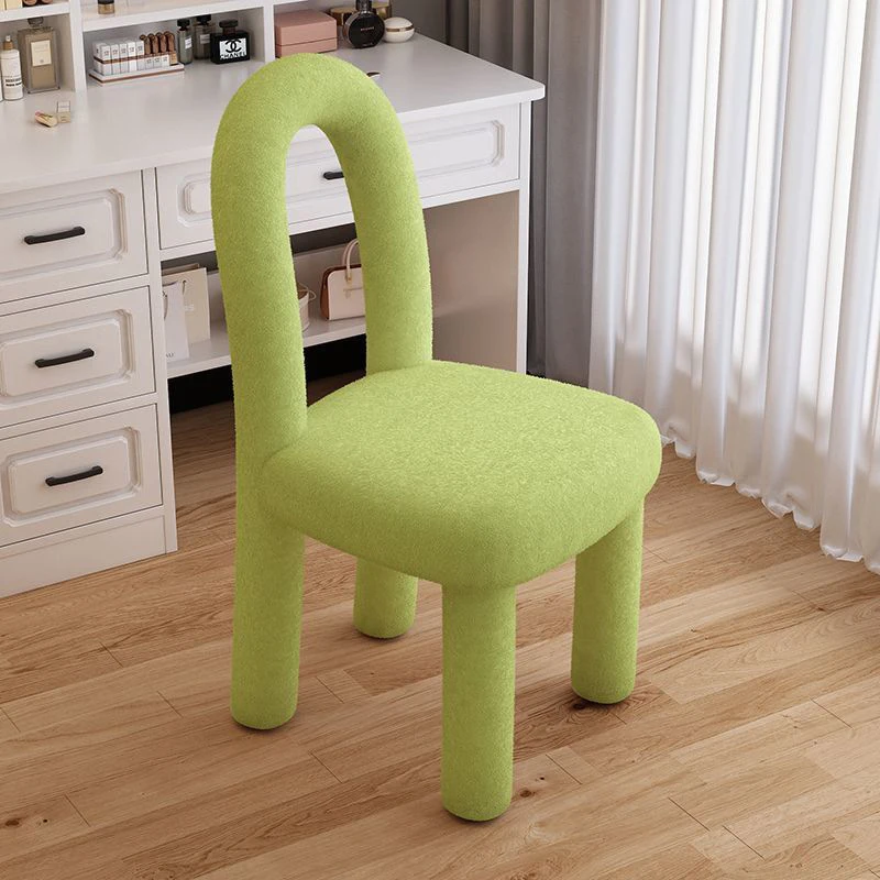 

1Pc Nordic Bedroom Makeup Chair Living Room Furniture Backrest Dining Chair Creative Designer Flannelette Leisure Chairs