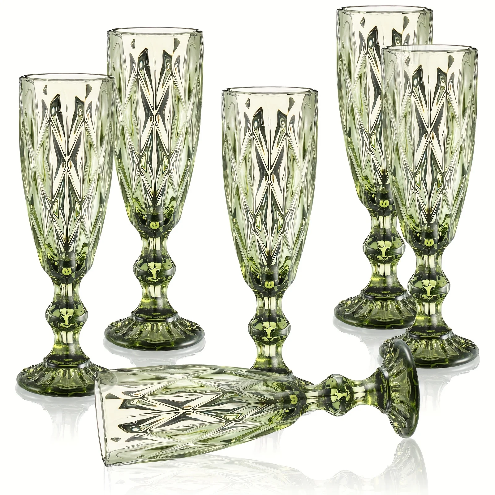 

6 шт., 5,07 унций, стекло винограда, стекло с высокой ножкой, бриллиант, морской ледяной синий