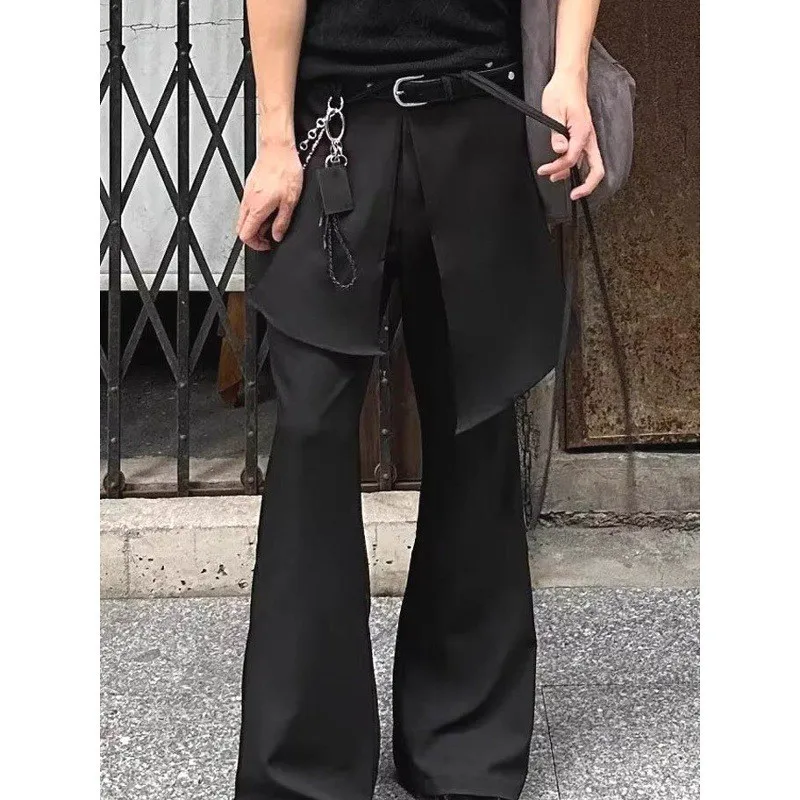 

Мужские брюки-клеш с высокой талией и микро-клеш, уличные джинсы, повседневные удобные прямые брюки, модные модные большие размеры