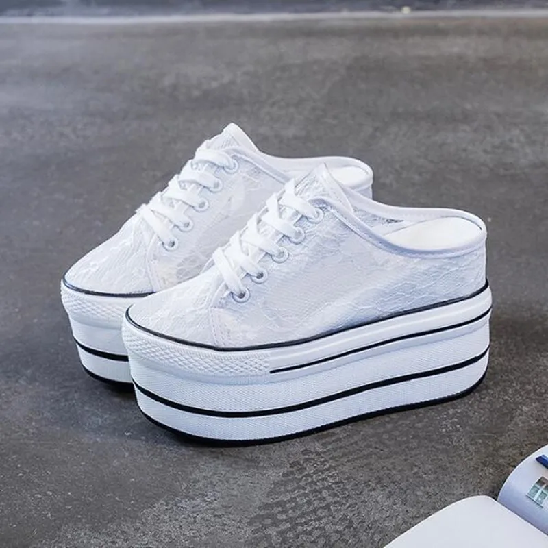 

Роскошные повседневные тапочки, женская обувь с воздушной сеткой, модные дышащие женские тапочки на танкетке на платформе, кроссовки, сандалии без каблуков, шлепанцы