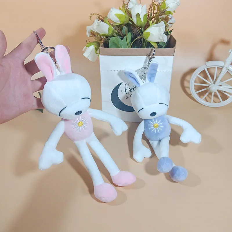 23CM New Cartoon Rogue Rabbit Long-eared Rabbit Plush Toys Children's Schoolbag Pendant Keychain Doll Male And Female Gifts