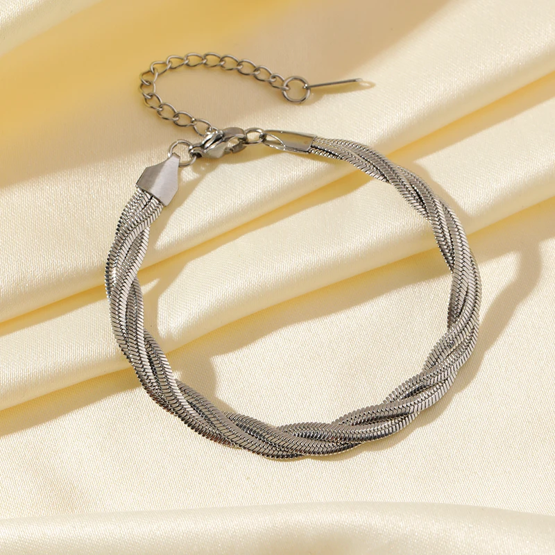 EILIECK 316L Edelstahl Metall Kreuz Geflochtene Kette Halskette Armband Set für Damen Modisches Statement Wasserdichtes Schmuckgeschenk – Detail 17