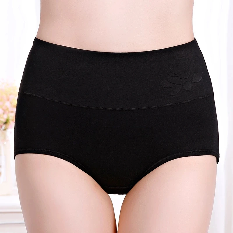 4Pcs/Set High Waist Underwear Cotton Panties Women Body Slimming Solid Briefs Plus Size Underpants Female Breathable Lingeries