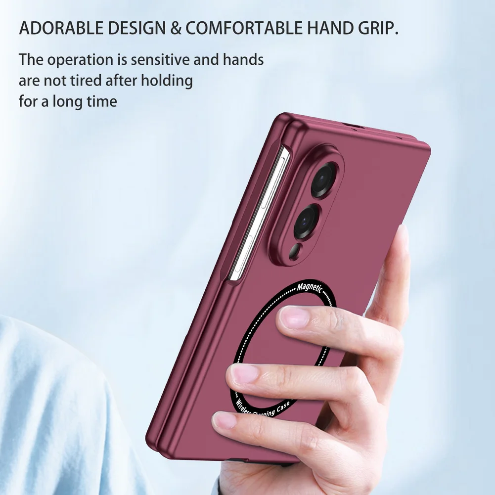 Ultrathin Anti-slip Textured Phone Case for Samsung Galaxy Z Fold 8 Fold 8 Ultra Fold 7 6 5 for Magsafe Built-in Magnetic Cover