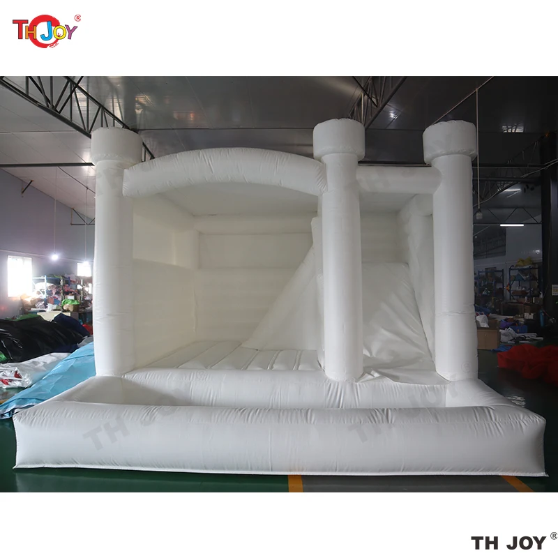 4x4m Commercial Pastel PVC Bounce House With Slide Ball Pit Jumping Castle Inflatable Wedding Bouncy Castle For Sale