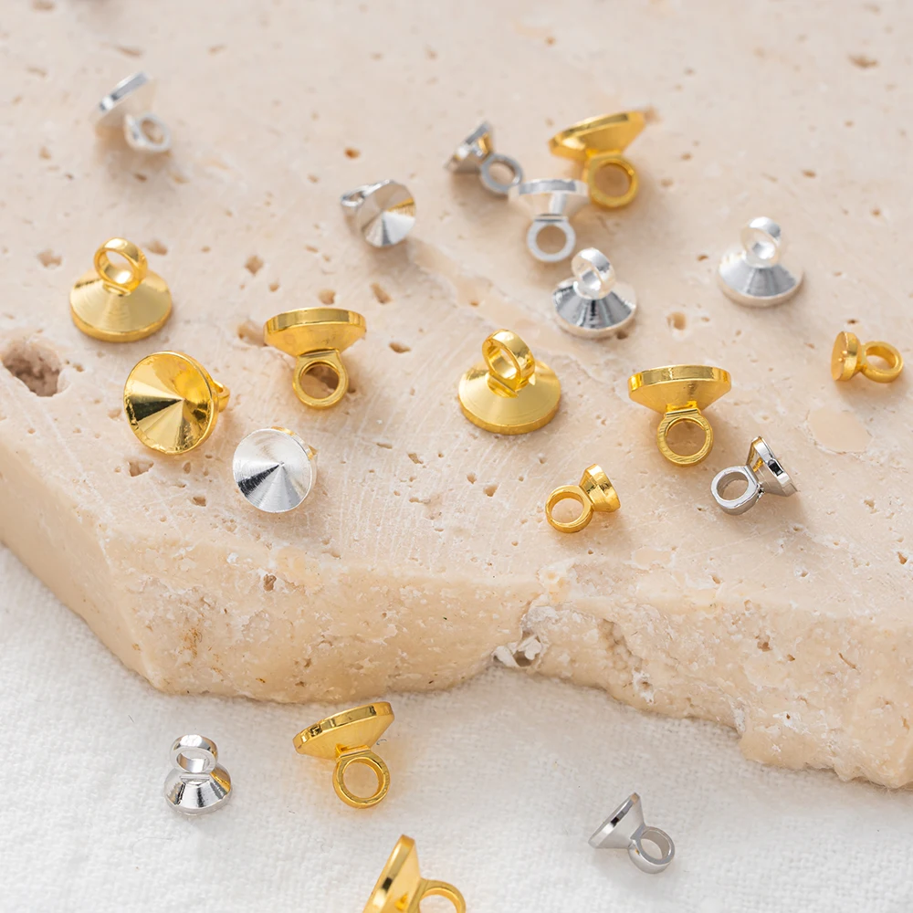 20 Stück/Lot 3/4/5/6mm 18K vergoldete Perlen-Endkappen, Anhänger, Charms für DIY-Halsketten, Armbänder, Ohrringe, Schmuckherstellungszubehör. – Detail 2