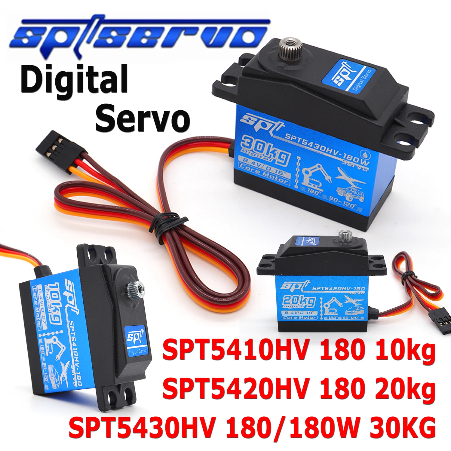 SPT 180/180W 10KG/20KG/30KG SPT5410HV/SPT5420HV/SPT5430HV Waterproof Digital Servo For Car Drift Airplane 1:8 1:10 Robot Parts