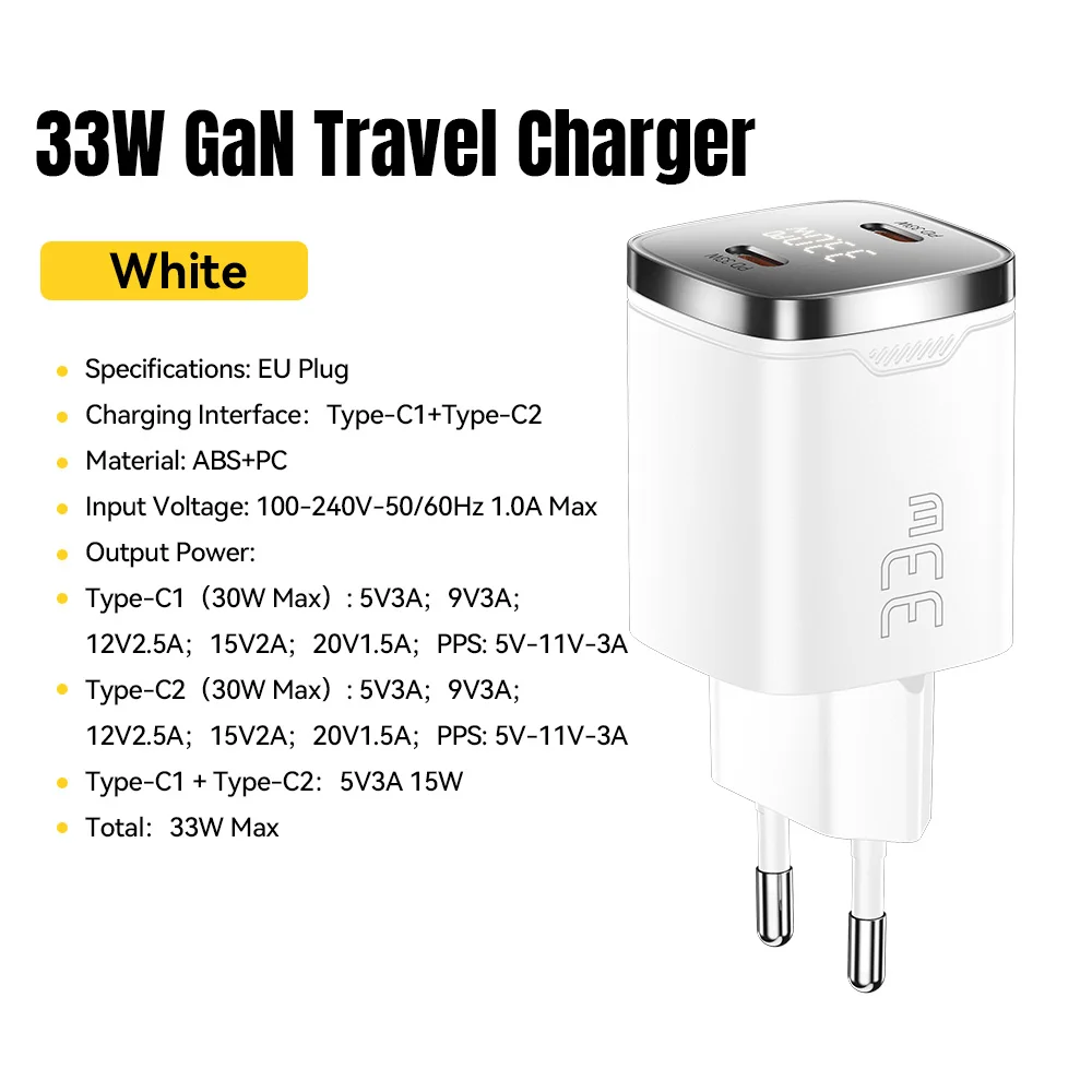 Essager 33w gan usb c ladegerät digital anzeige pd schnell aufladen für iphone 13 12 max pro ipad für xiaomi poco samsung ladegerät es 4