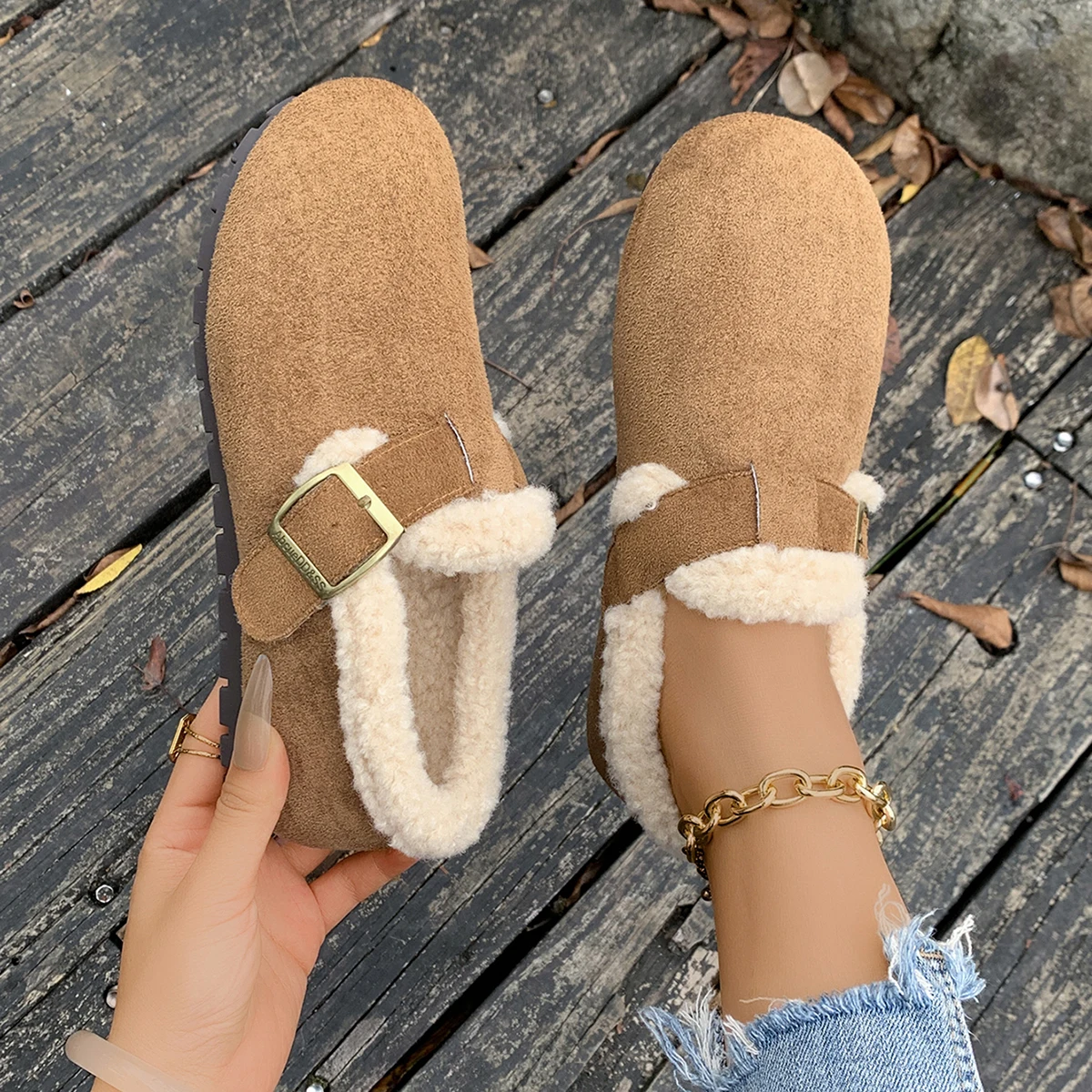 2025 New Women Ankle Boots Plush Warm Fashion Snow Boots Thickened Fluff Designer Women Shoes Trend Winter Flat Shoes Women