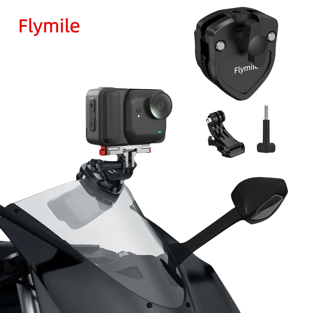 

Flymile Motorcycle Windshield Mount Clamp Aluminum Clip for Insta360 Go Ultra Quick Release Cycling Photography Accessories