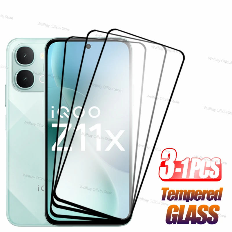 

Защитная пленка для экрана vivo iQOO Z11x, 1/2/3 шт., закаленное стекло, полное клеевое покрытие, стекло с защитой от царапин для vivo iQOO Z11x