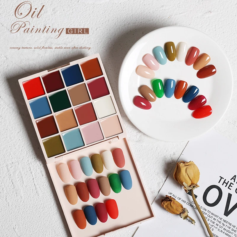 16Color/Set Nail Solid Glue Set Pudding Nail Polish Palette Nail Salon Manicure Jelly Color Nail Gel Set For Nail Art Decoration